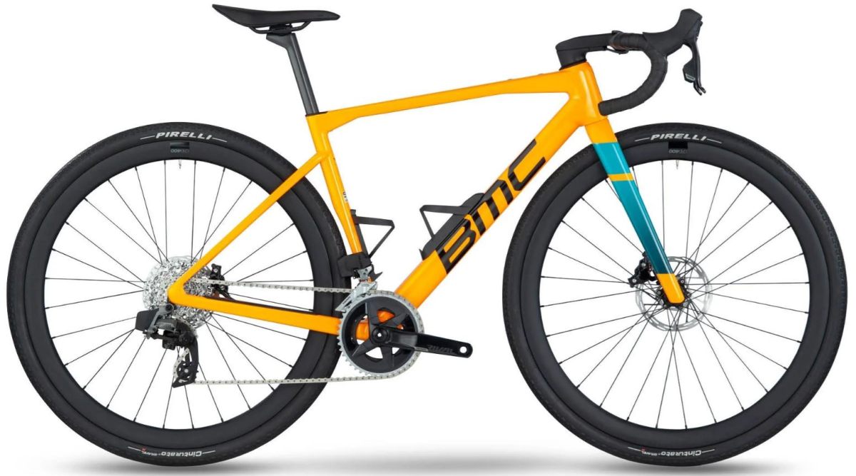 Гравийные велосипеды, комфорт плюс BMC Kaius 01 THREE Sram Rival AXS Orange/Black/Turquoise 2023 Артикул Kai01ThreeOBT56