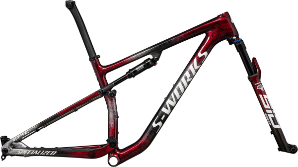 рама specialized s-works epic 2023 gloss red tint / black tint / flake silver / granite