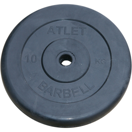 Диски обрезиненные Диск обрезиненный, чёрного цвета, 26 мм, 10 кг  Atlet Артикул 