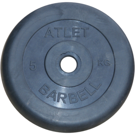 Диски обрезиненные Диск обрезиненный, чёрного цвета, 26 мм, 5 кг  Atlet Артикул 
