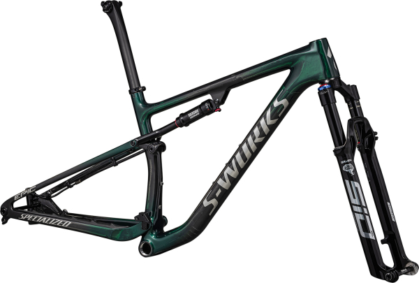 Рамы горных велосипедов рама Specialized S-Works Epic 2023 Gloss Green Tint Fades Over Carbon / Chrome Артикул 70323-0201, 70323-0203, 70323-0205, 70323-0204, 70323-0202