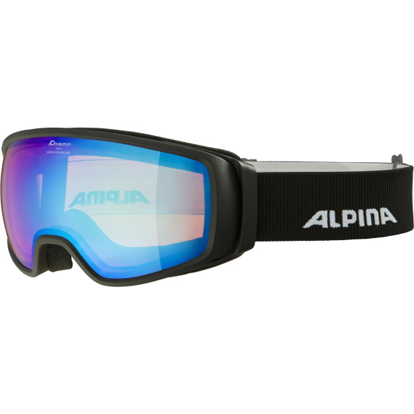 Маска горнолыжная Alpina Double Jack Q-Lite black matt линза mirror blue