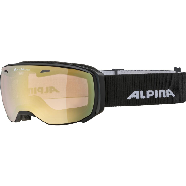 Маска горнолыжная Alpina Estetica QV black matt линза mirror gold