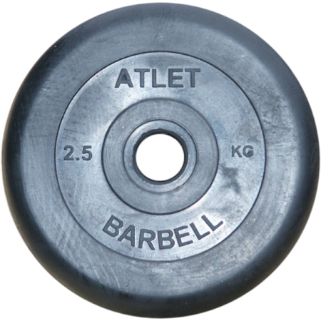 Диски обрезиненные Диск обрезиненный, чёрного цвета, 26 мм, 2,5 кг  Atlet Артикул 